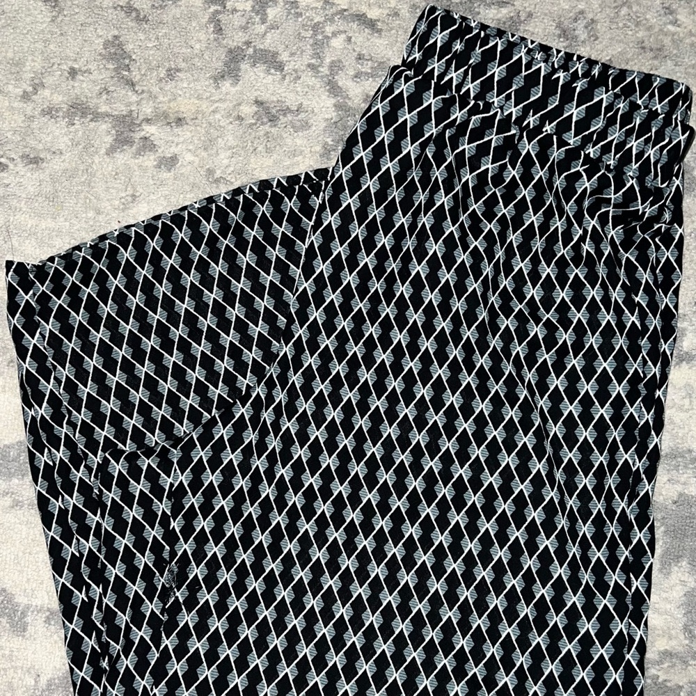 Wide Leg Elastic Waist Argyle Pants